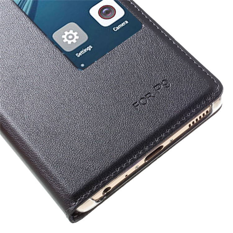 View Window Leather Flip Phone Shell for Huawei P9 - Grey-3