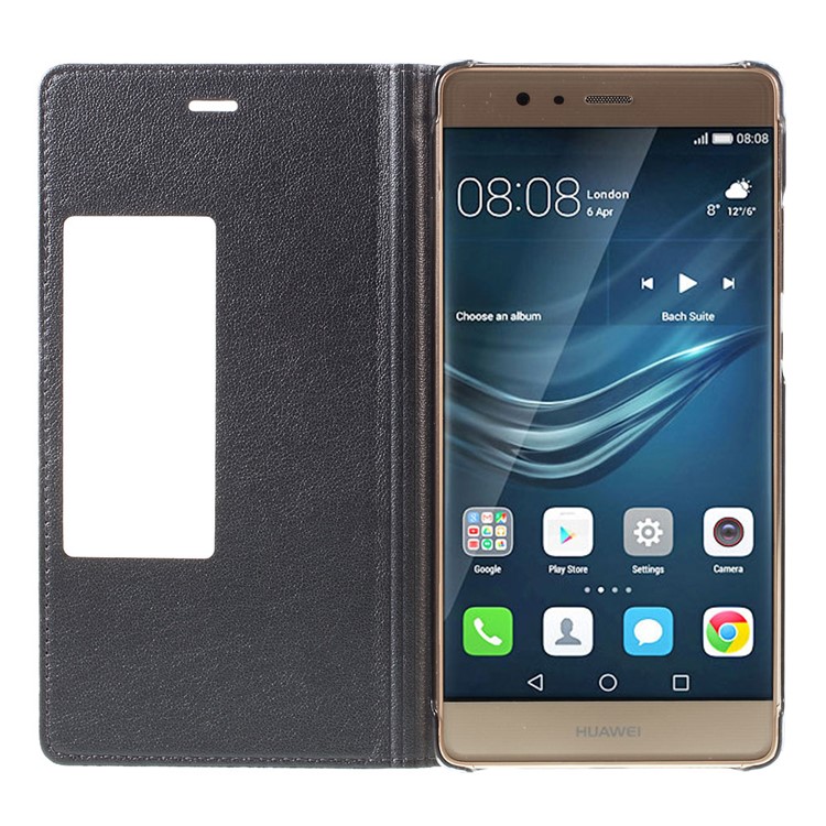 View Window Leather Flip Phone Shell for Huawei P9 - Grey-6