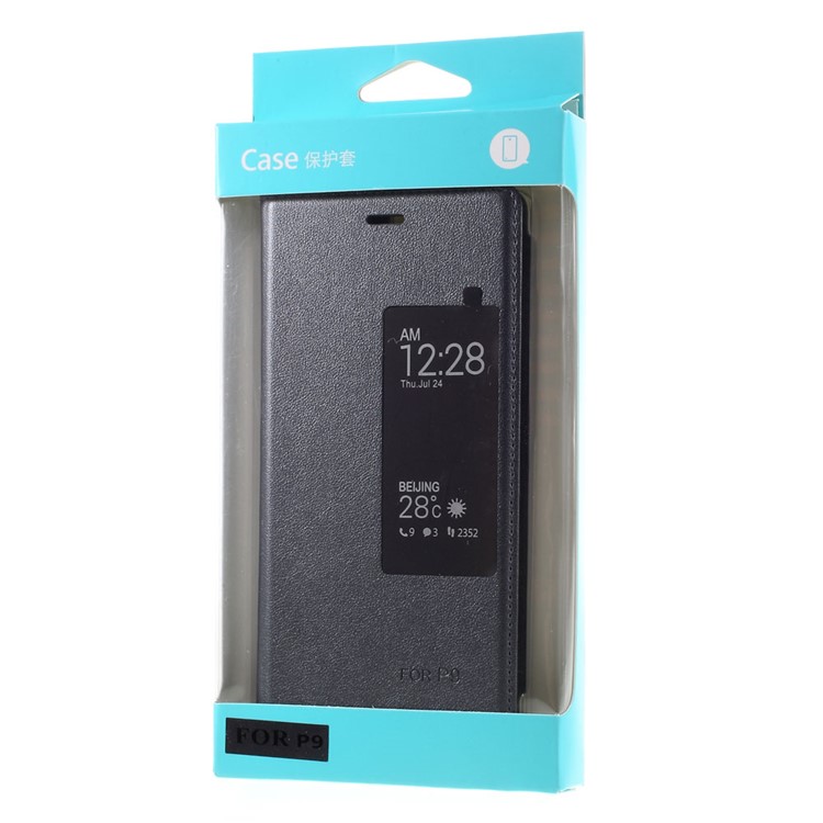 View Window Leather Flip Phone Shell for Huawei P9 - Grey-8