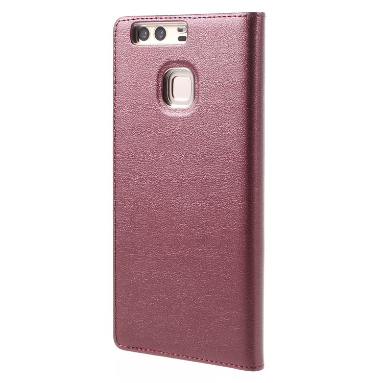 View Window Leather Protective Case for Huawei P9 - Wine Red-2