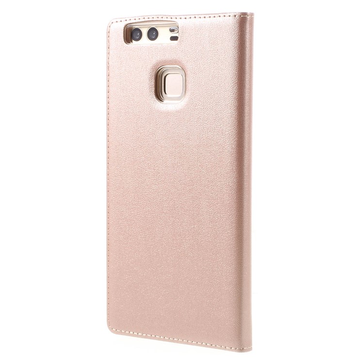 View Window Leather Protective Cover for Huawei P9 - Rose Gold-2