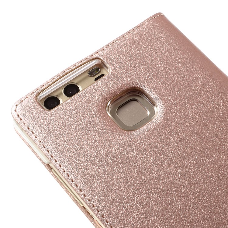 View Window Leather Protective Cover for Huawei P9 - Rose Gold-5