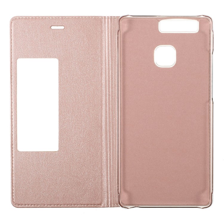 View Window Leather Protective Cover for Huawei P9 - Rose Gold-8