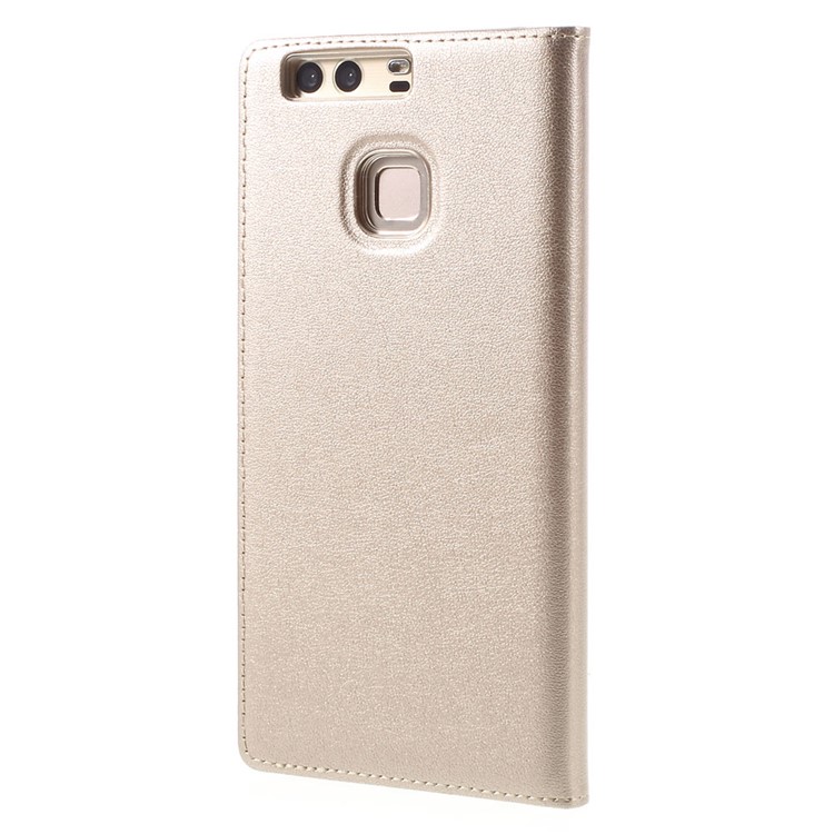 View Window Leather Flip Shell for Huawei P9 - Gold-2