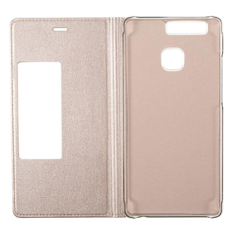View Window Leather Flip Shell for Huawei P9 - Gold-8