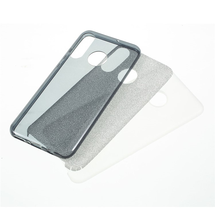 3-in-1 Glittery Powder Paper TPU + PC Hybrid Case Phone Cover for Huawei P30 Lite/nova 4e/P30 lite New Edition - Black-1