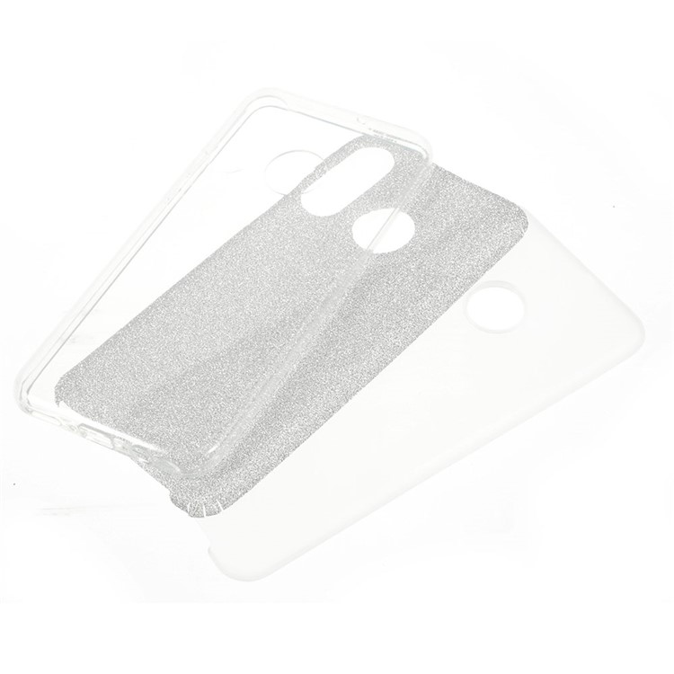 3-in-1 Glittery Powder Paper TPU + PC Hybrid Case Phone Cover for Huawei P30 Lite/nova 4e/P30 lite New Edition - Transparent-1