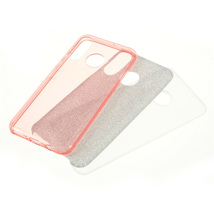 3-in-1 Glittery Powder Paper TPU + PC Hybrid Case Phone Cover for Huawei P30 Lite/nova 4e/P30 lite New Edition - Rose Gold-1