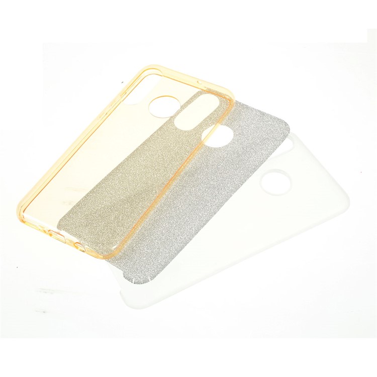 3-in-1 Glittery Powder Paper TPU + PC Hybrid Case Phone Cover for Huawei P30 Lite/nova 4e/P30 lite New Edition - Gold-1