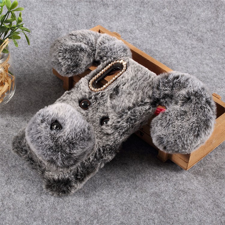 Modello Cane Con Rivestimento In TPU Soffice Rivestito In Pelliccia Per Huawei Y6 (2019) - Grigio-1