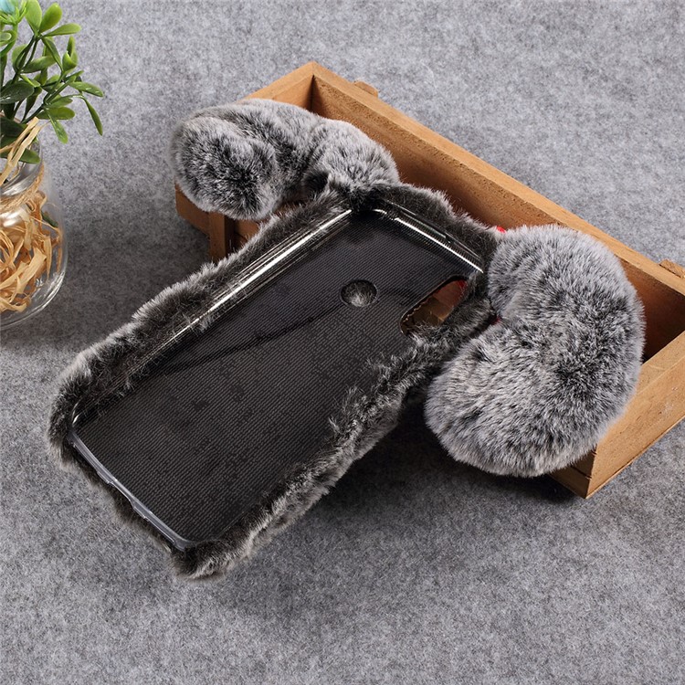 Modello Cane Con Rivestimento In TPU Soffice Rivestito In Pelliccia Per Huawei Y6 (2019) - Grigio-2