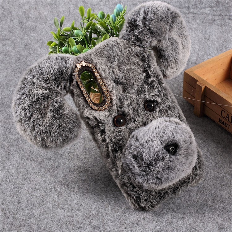 Modello Cane Con Rivestimento In TPU Soffice Rivestito In Pelliccia Per Huawei Y6 (2019) - Grigio-3