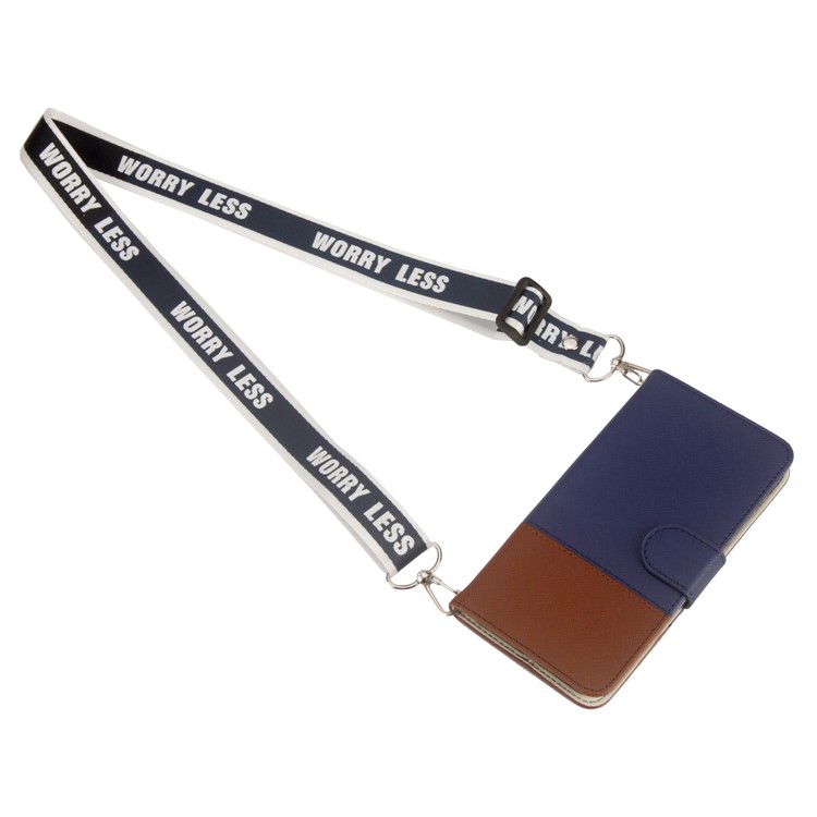 Bi-Color/ Cross Texture / PU Leather Stand Mobile Case for Huawei P30 Lite / nova 4e - Dark Blue-3