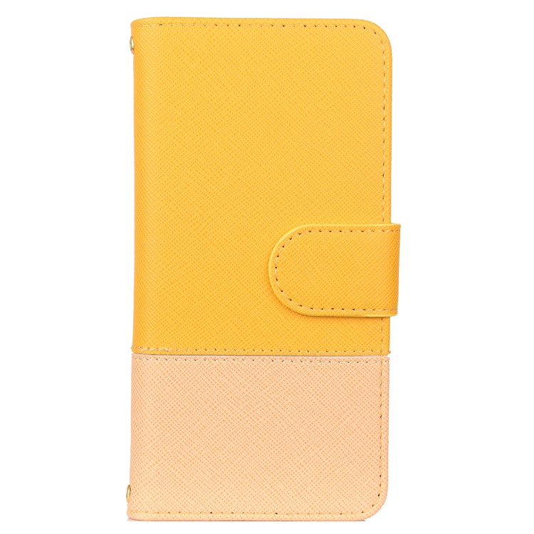 Bi-Color/ Cross Texture / PU Leather Stand Mobile Case for Huawei P30 Lite / nova 4e - Yellow-1