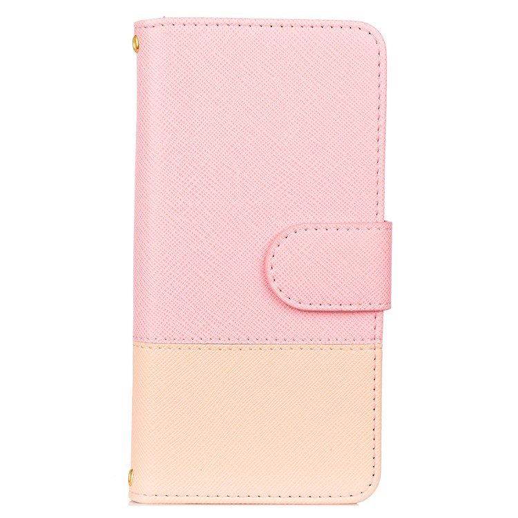 Bi-Color/ Cross Texture / PU Leather Stand Mobile Case for Huawei P30 Lite / nova 4e - Pink-1