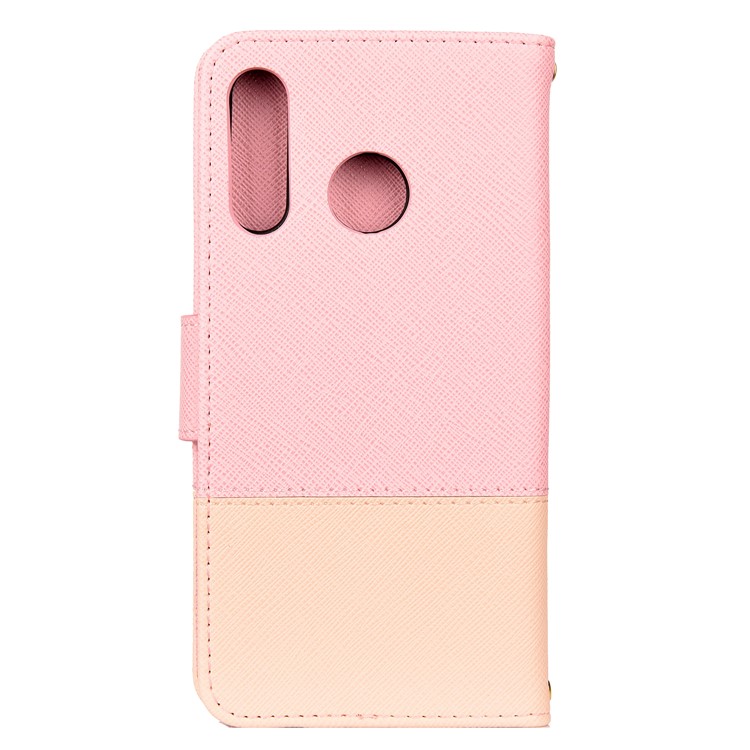 Bi-Color/ Cross Texture / PU Leather Stand Mobile Case for Huawei P30 Lite / nova 4e - Pink-2