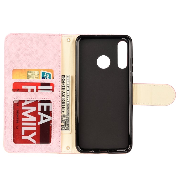 Bi-Color/ Cross Texture / PU Leather Stand Mobile Case for Huawei P30 Lite / nova 4e - Pink-3
