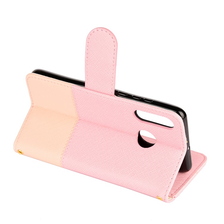 Bi-Color/ Cross Texture / PU Leather Stand Mobile Case for Huawei P30 Lite / nova 4e - Pink-5