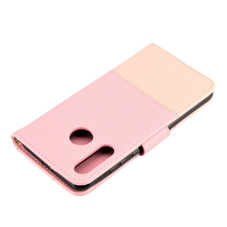 Bi-Color/ Cross Texture / PU Leather Stand Mobile Case for Huawei P30 Lite / nova 4e - Pink-6