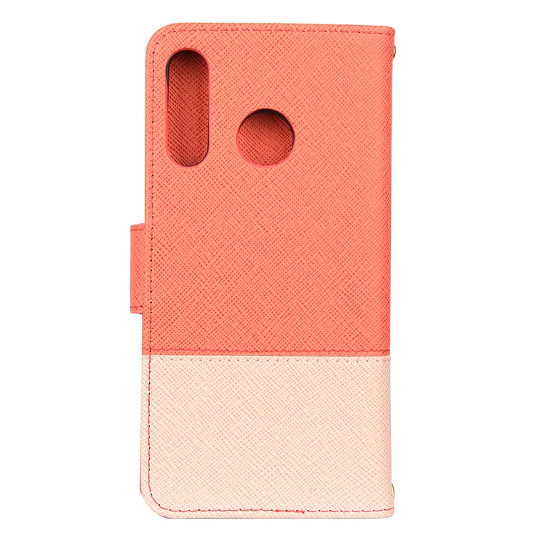 Bi-Color/ Cross Texture / PU Leather Stand Mobile Case for Huawei P30 Lite / nova 4e - Orange-2