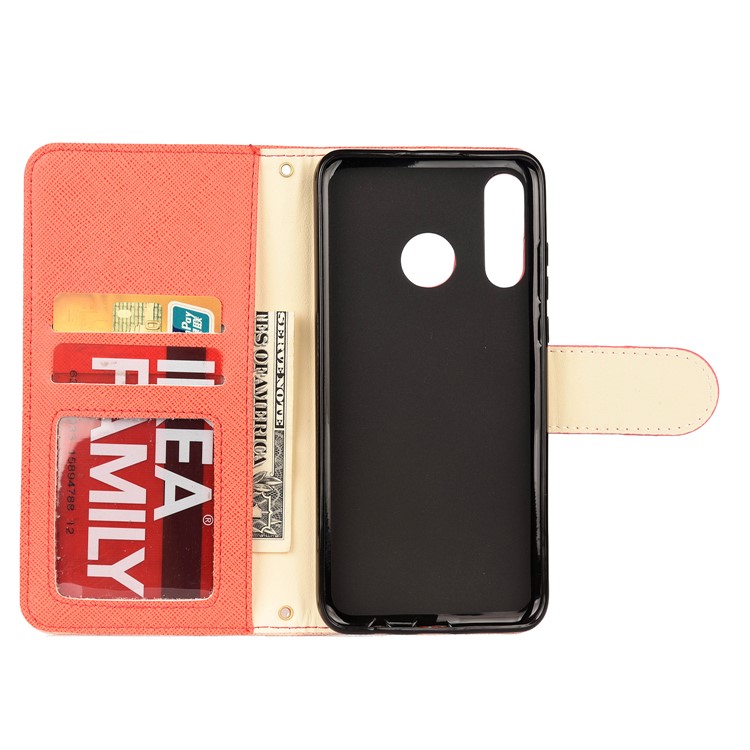 Bi-Color/ Cross Texture / PU Leather Stand Mobile Case for Huawei P30 Lite / nova 4e - Orange-3
