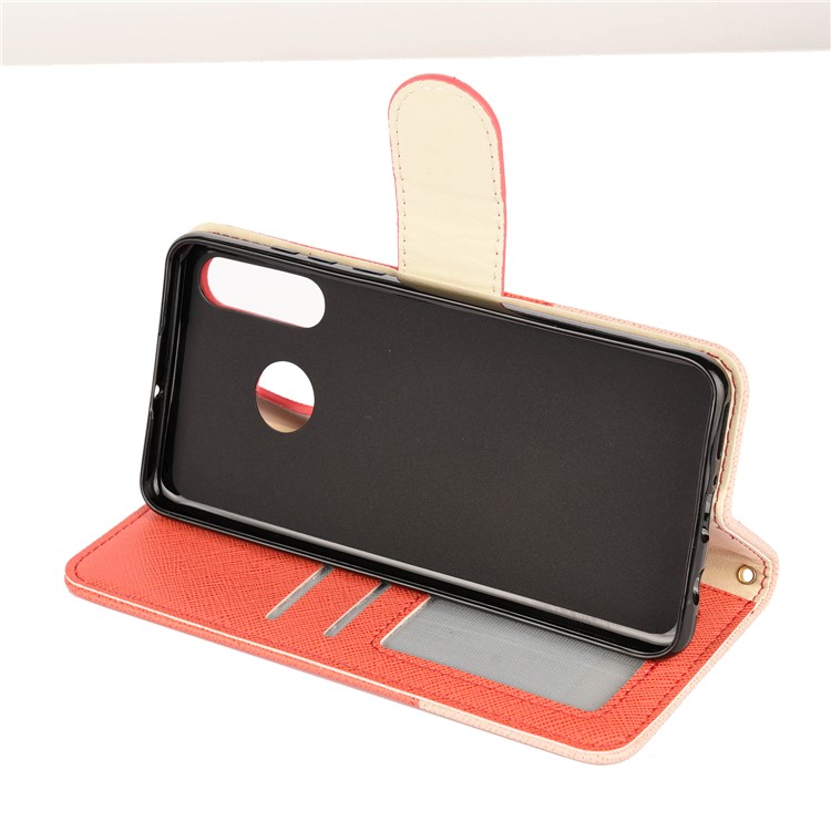 Bi-Color/ Cross Texture / PU Leather Stand Mobile Case for Huawei P30 Lite / nova 4e - Orange-4