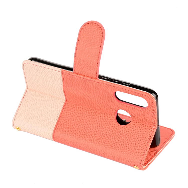 Bi-Color/ Cross Texture / PU Leather Stand Mobile Case for Huawei P30 Lite / nova 4e - Orange-5