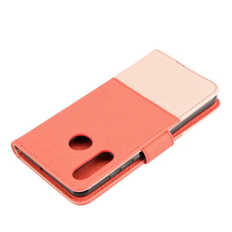 Bi-Color/ Cross Texture / PU Leather Stand Mobile Case for Huawei P30 Lite / nova 4e - Orange-6