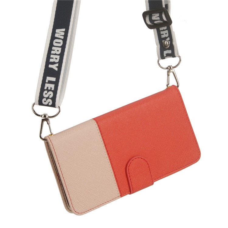 Bi-Color/ Cross Texture / PU Leather Stand Mobile Case for Huawei P30 Lite / nova 4e - Orange-7