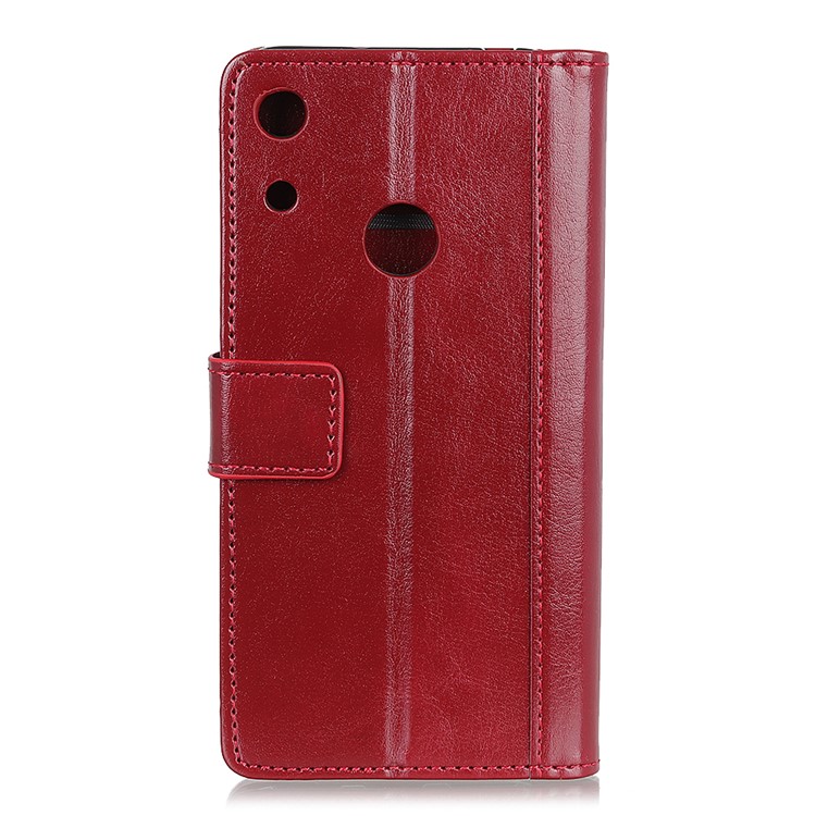 Rivet Decor Crazy Horse Leather Wallet Phone Casing for Huawei Y6 (2019, with Fingerprint Sensor) / Y6 Prime (2019) - Red-2