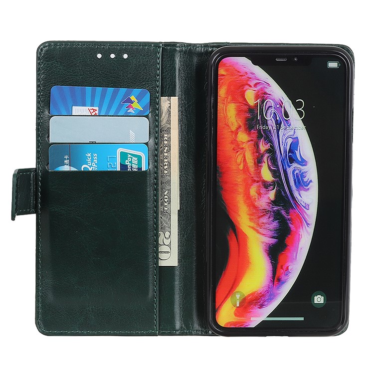 Rivet Decor Crazy Horse Leather Wallet Phone Casing for Huawei Y6 (2019, with Fingerprint Sensor) / Y6 Prime (2019) - Green-12
