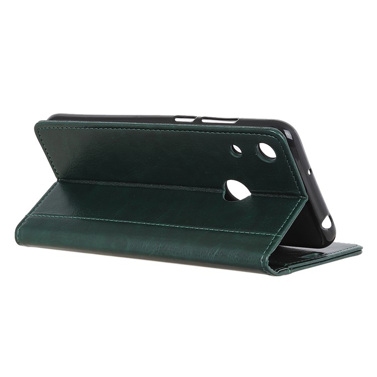 Rivet Decor Crazy Horse Leather Wallet Phone Casing for Huawei Y6 (2019, with Fingerprint Sensor) / Y6 Prime (2019) - Green-4