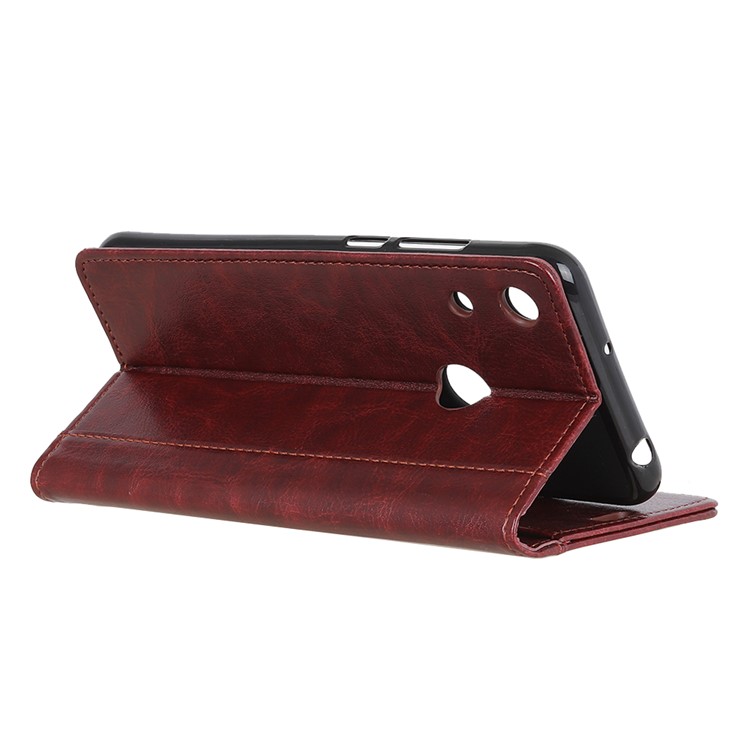 Rivet Decor Crazy Horse Leather Wallet Phone Casing for Huawei Y6 (2019, with Fingerprint Sensor) / Y6 Prime (2019) - Brown-4