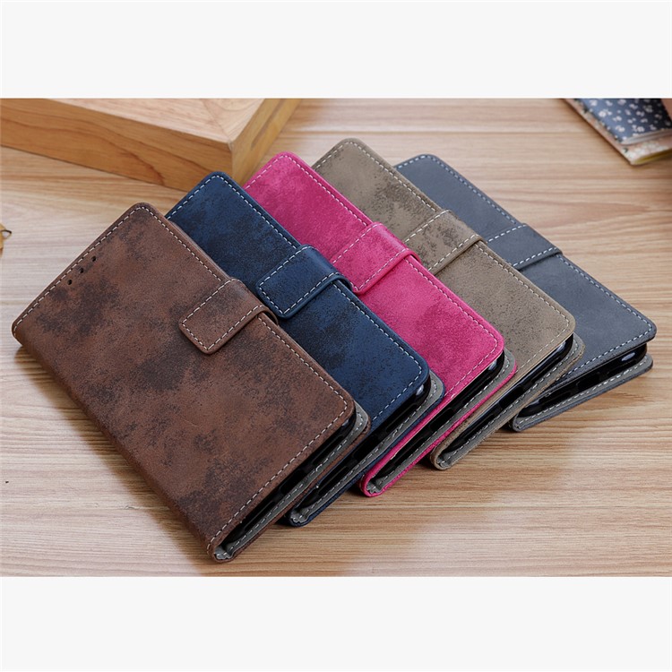 Vintage Style PU Leather Wallet Stand Case for Huawei Y6 (2019, with Fingerprint Sensor) / Y6 Prime (2019) - Grey-13