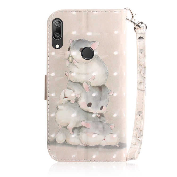 Pattern Printing Light Spot Decor Leather Wallet Stand Case for Huawei Y7 Pro (2019) / Enjoy 9 - Mouse Pattern-3