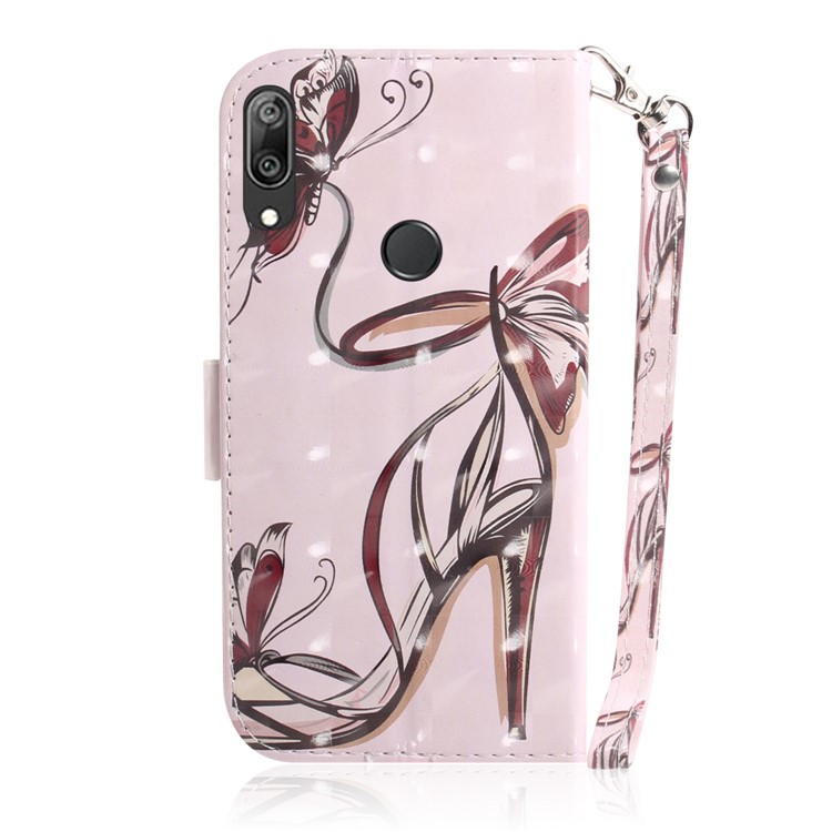Pattern Printing Light Spot Decor Leather Wallet Stand Case for Huawei Y7 Pro (2019) / Enjoy 9 - High-heeled Shoes-3