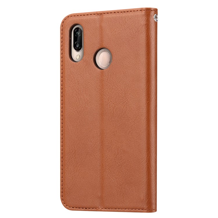 Auto-absorbed PU Leather Protection Phone Casing for Huawei Y6 (2019) - Brown-9