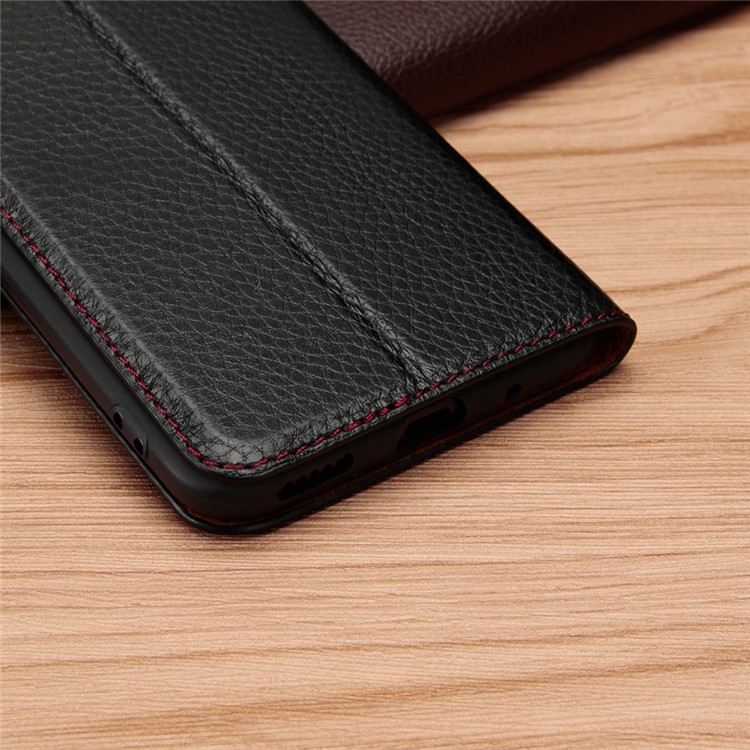 Dual View Window Litchi Skin Genuine Leather Stand Case for Huawei Honor View 20/V20 - Black-11