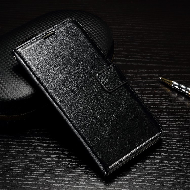 Crazy Horse Wallet Stand Leather Case for Huawei P9 - Black-1