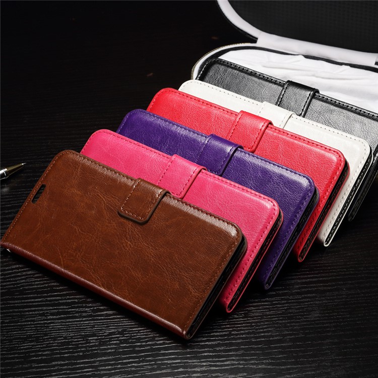 Crazy Horse Wallet Stand Leather Case for Huawei P9 - Black-4