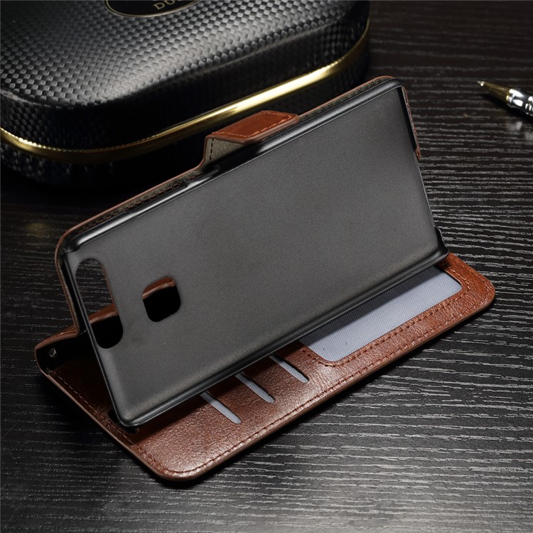 Crazy Horse Protective Leather Wallet Case for Huawei P9 - Brown-10