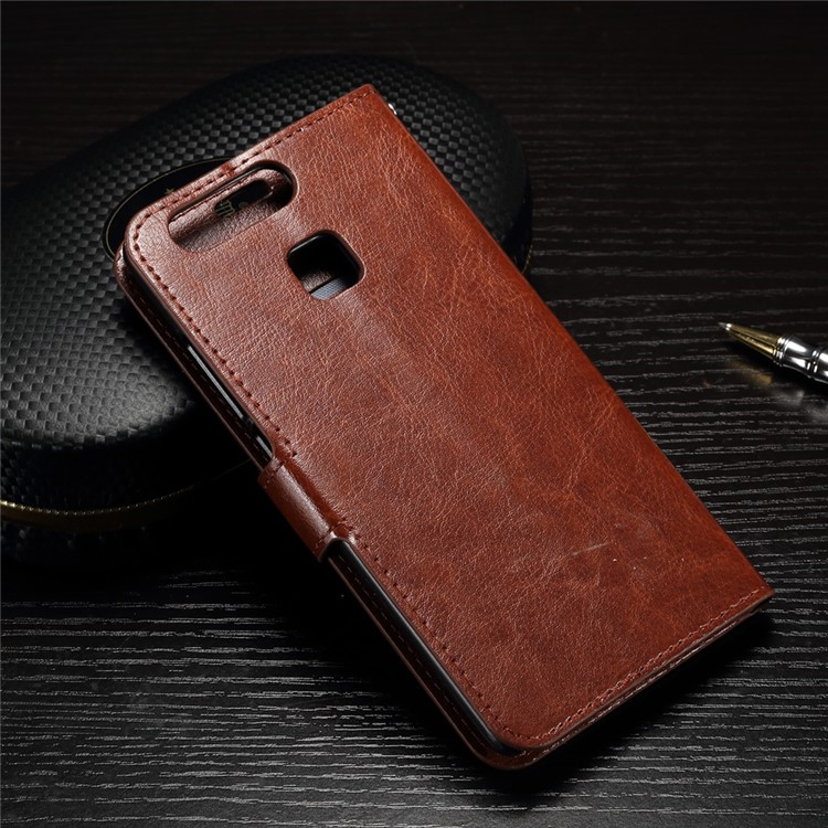 Crazy Horse Protective Leather Wallet Case for Huawei P9 - Brown-2