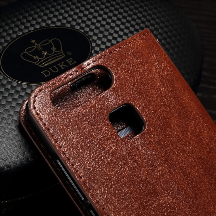 Crazy Horse Protective Leather Wallet Case for Huawei P9 - Brown-4
