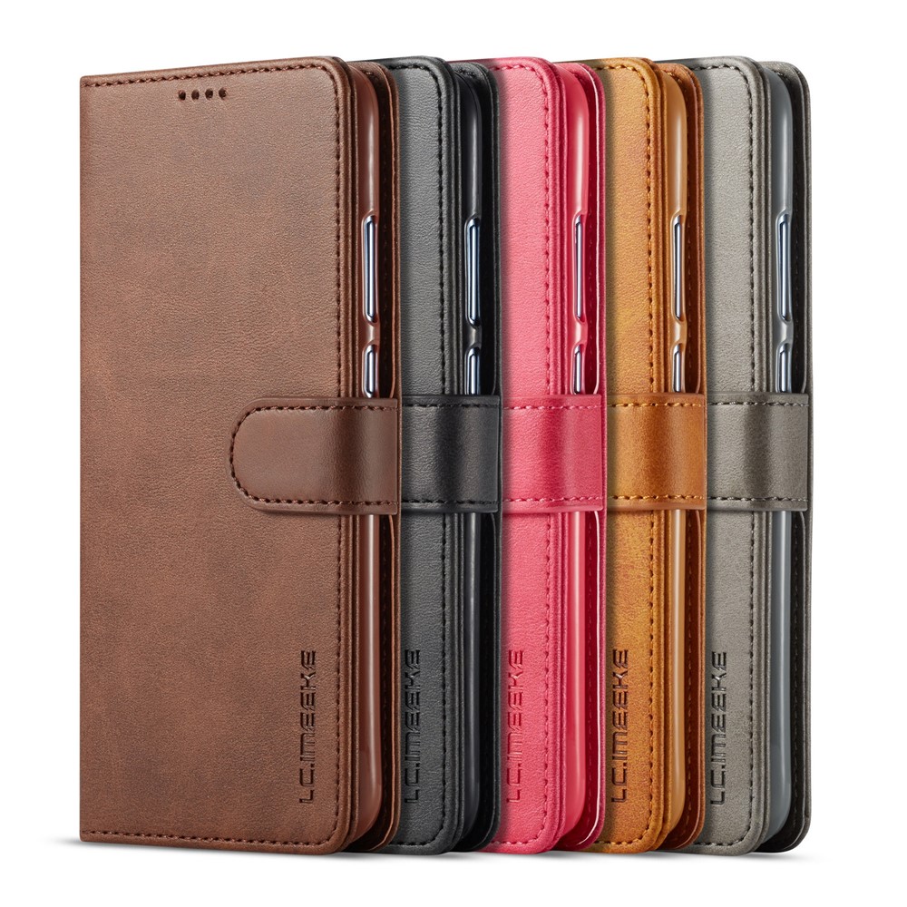 Lc. Imeeke Wallet Leather Stand Case Para Huawei P Smart (2019) / Honor 10 Lite - Café