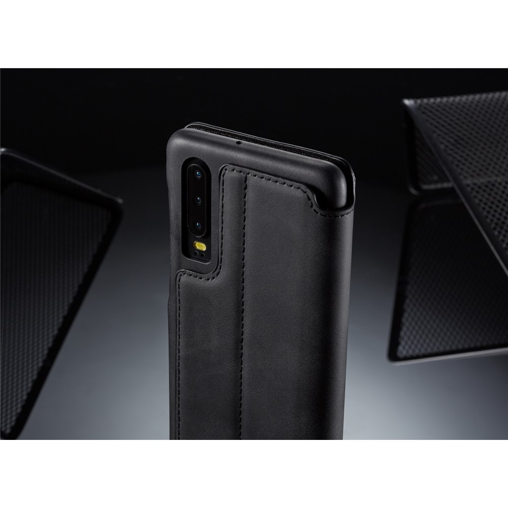 LC.IMEEKE Retro Style Leather Card Holder Case for Huawei P30 - Black-14