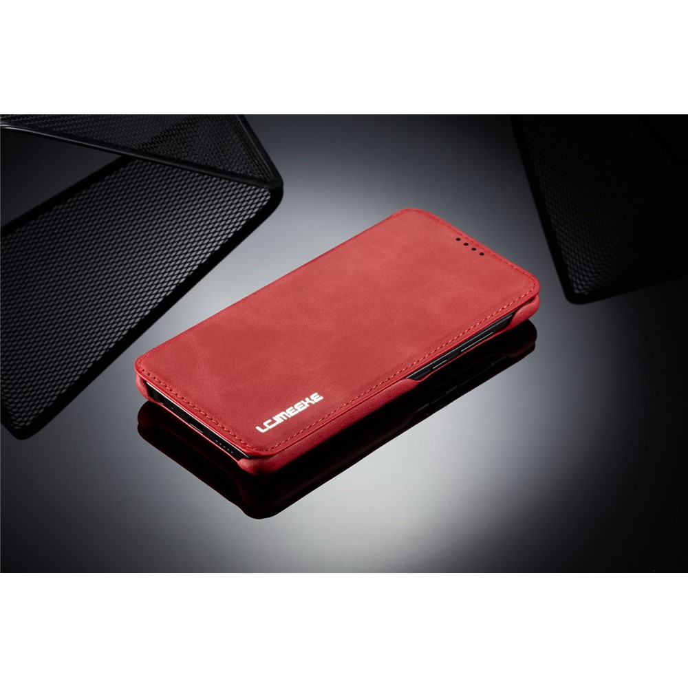 LC.IMEEKE Retro Style Leather Card Holder Case for Huawei P30 - Red-10