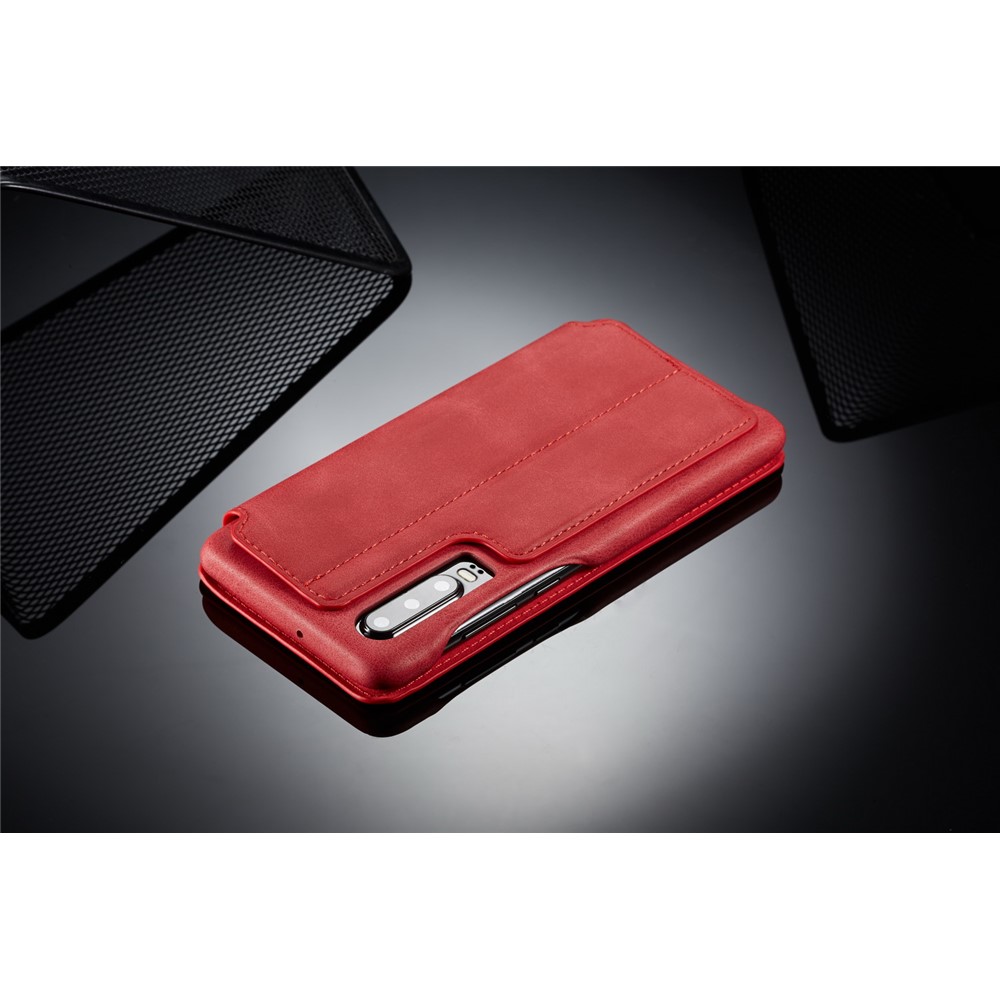 LC.IMEEKE Retro Style Leather Card Holder Case for Huawei P30 - Red-11