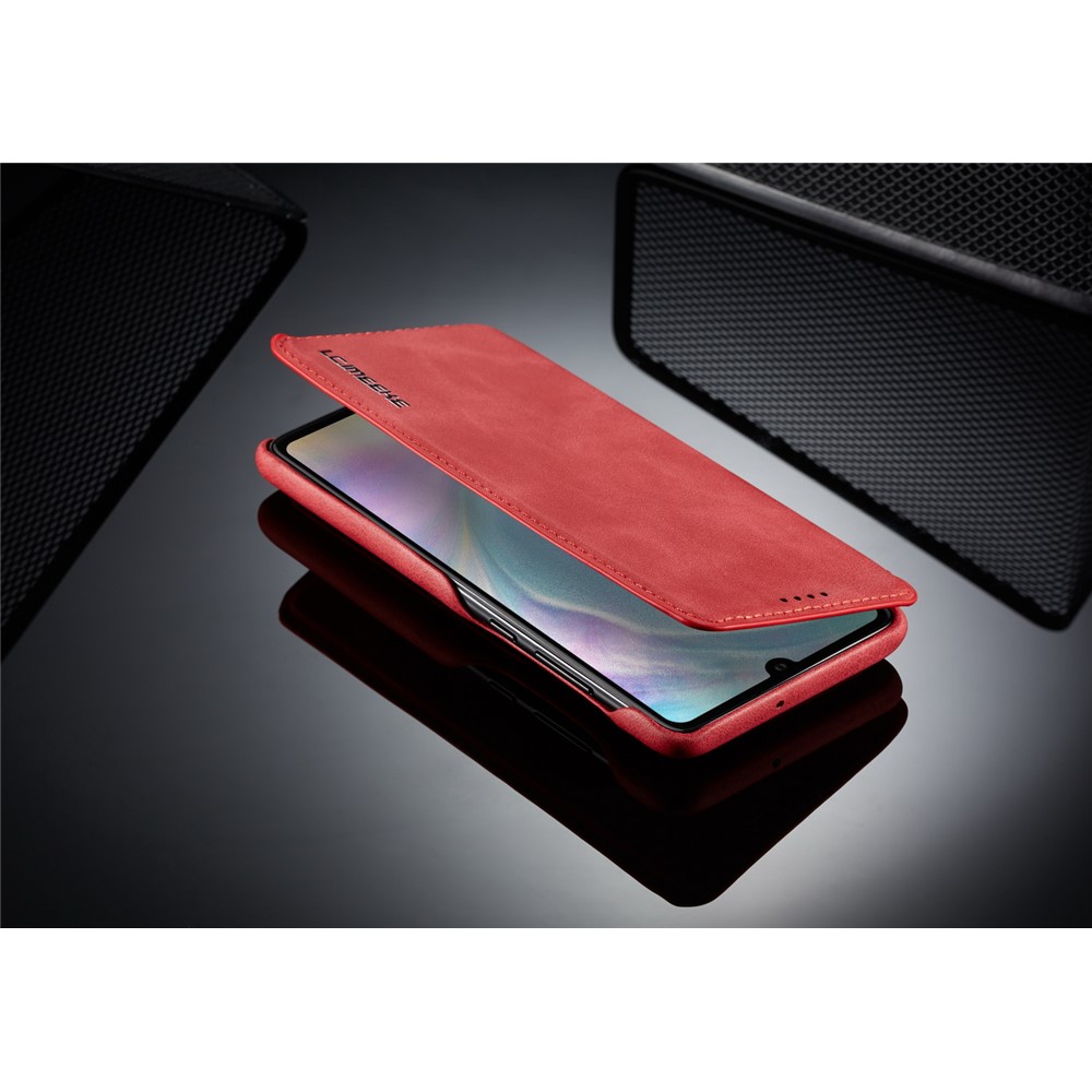 LC.IMEEKE Retro Style Leather Card Holder Case for Huawei P30 - Red-12