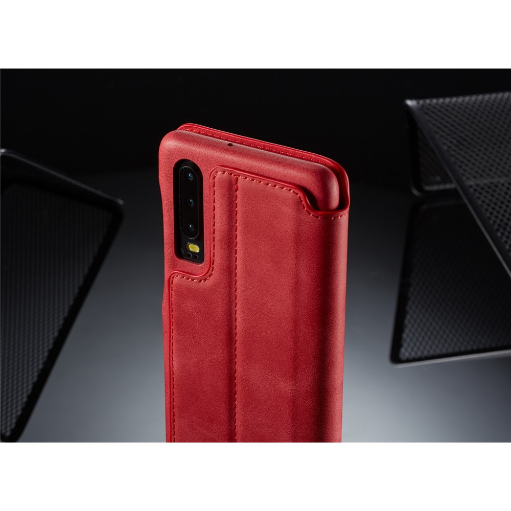 LC.IMEEKE Retro Style Leather Card Holder Case for Huawei P30 - Red-13