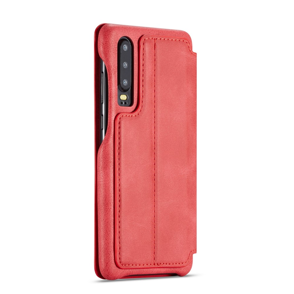 LC.IMEEKE Retro Style Leather Card Holder Case for Huawei P30 - Red-4